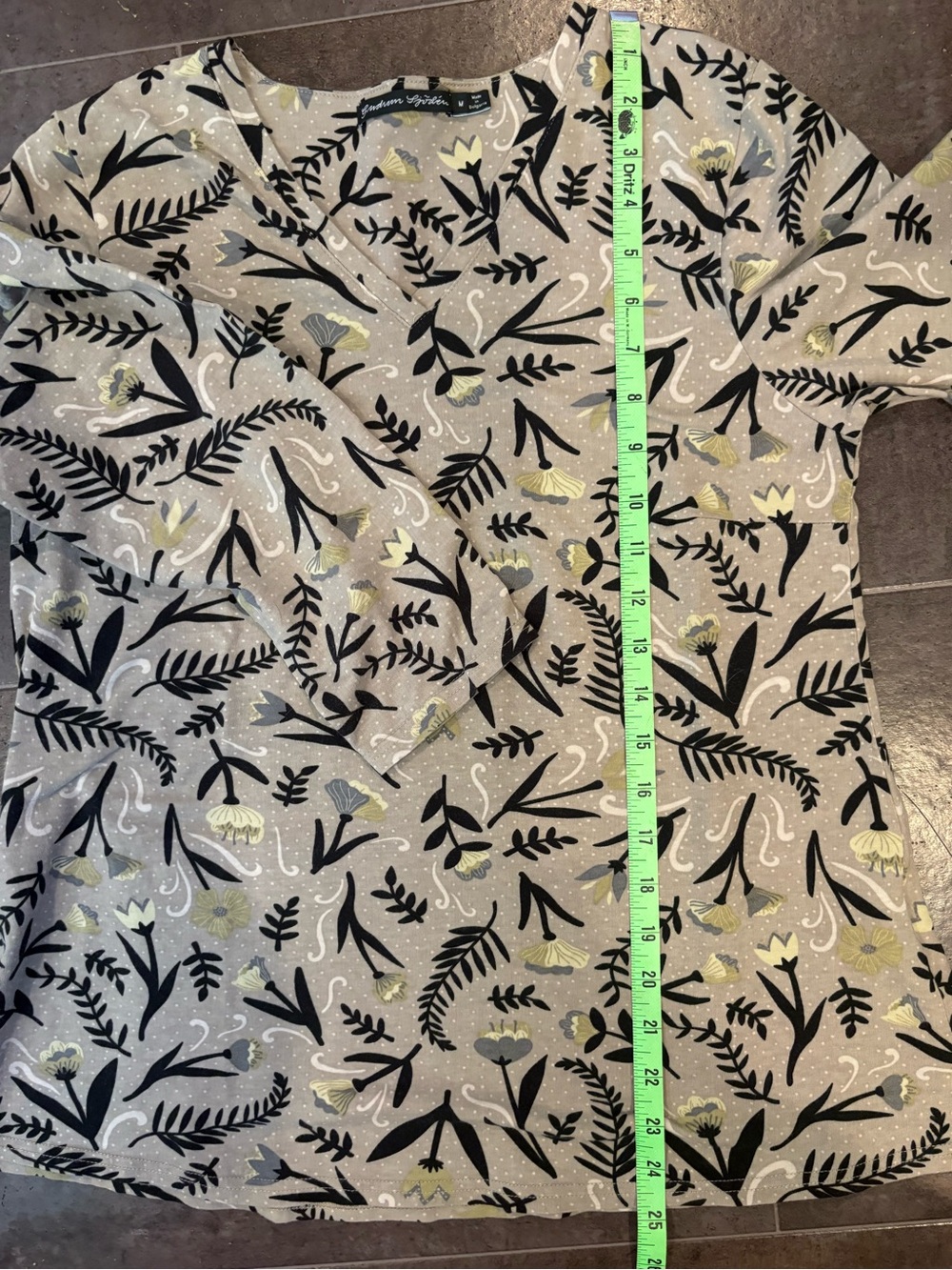 Gudrun Sjödén Women’s Taupe Botanical Scandinavian Inspire Floral Shirt Top Boho - Picture 7 of 7